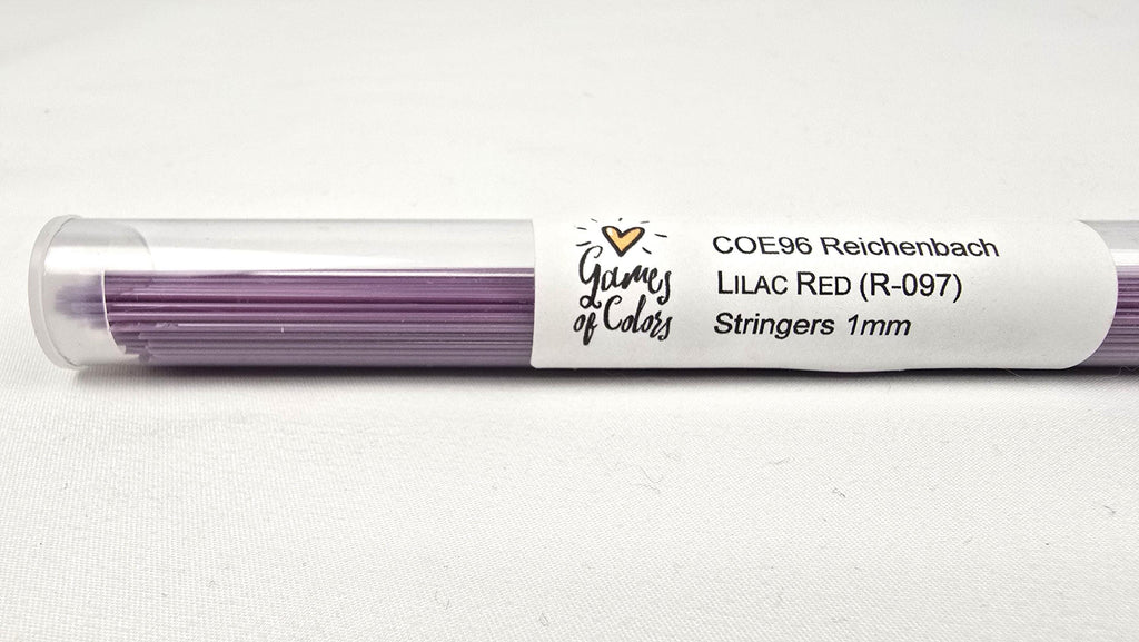 COE96 straight glass stringers, 1mm, Lilac Red Opal, R-097