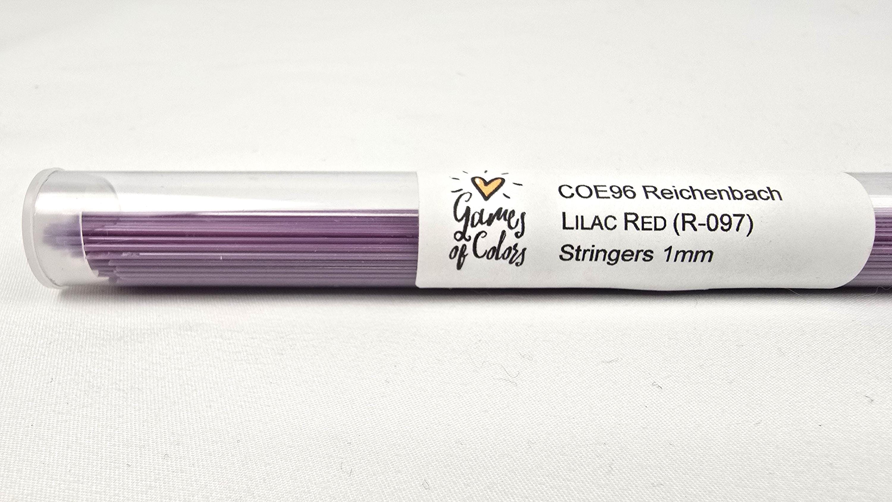 COE96 straight glass stringers, 1mm, Lilac Red Opal, R-097