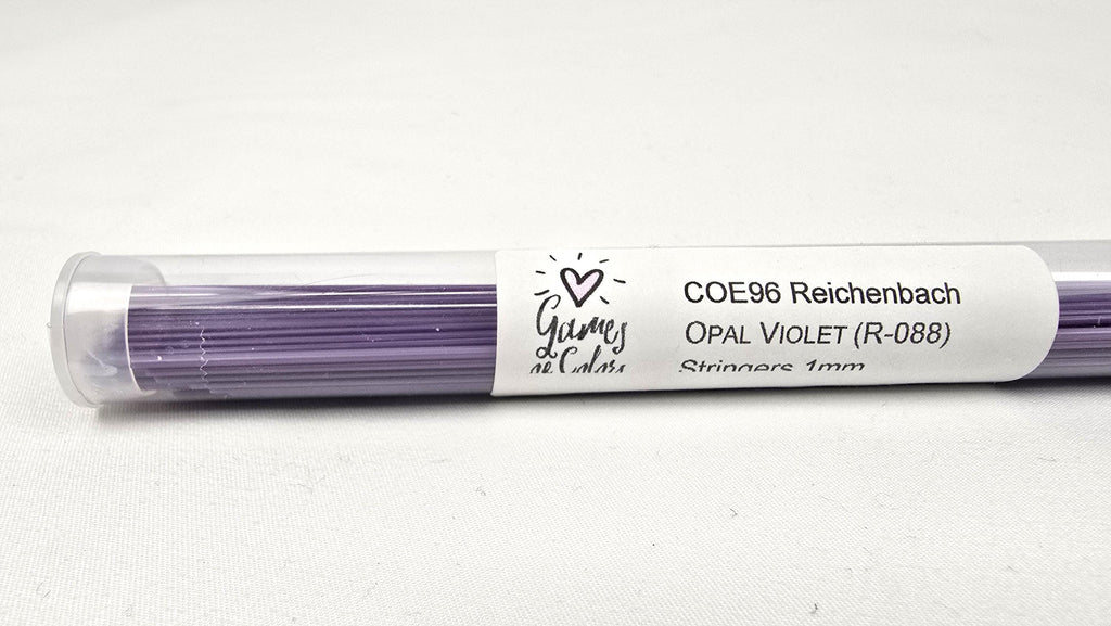 COE96 straight glass stringers, 1mm, Opal Violet, R-088