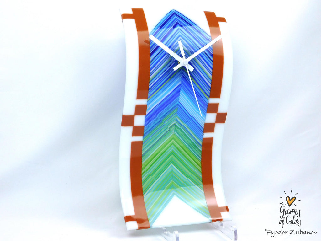 Mediterranean Drift — Fused Glass Wall Clock