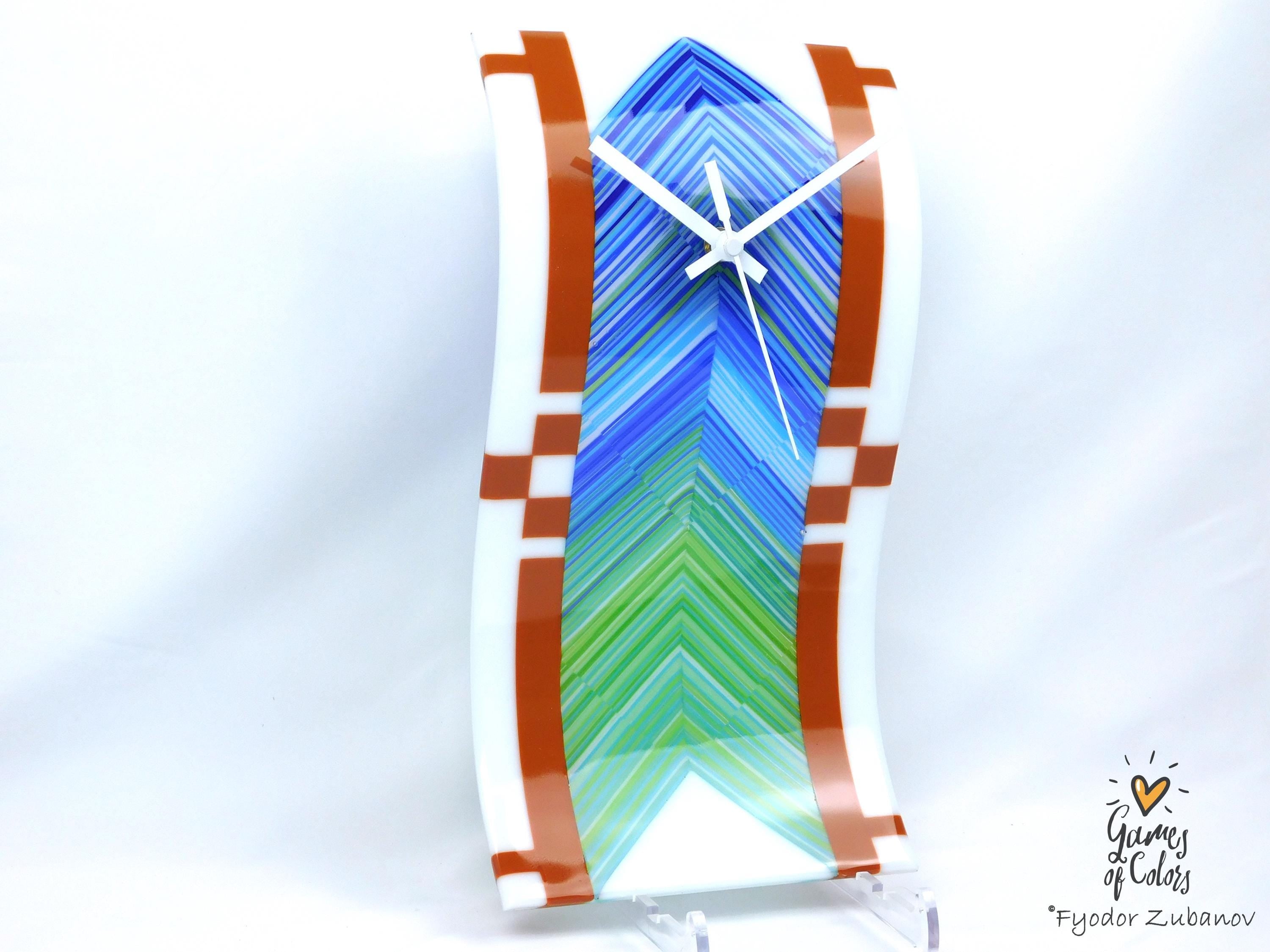 Mediterranean Drift — Fused Glass Wall Clock