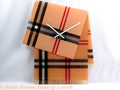 A decorative stylish wall clock "Tartan B"; fused glass, battery powered, one-of-a-kind, anniversary present