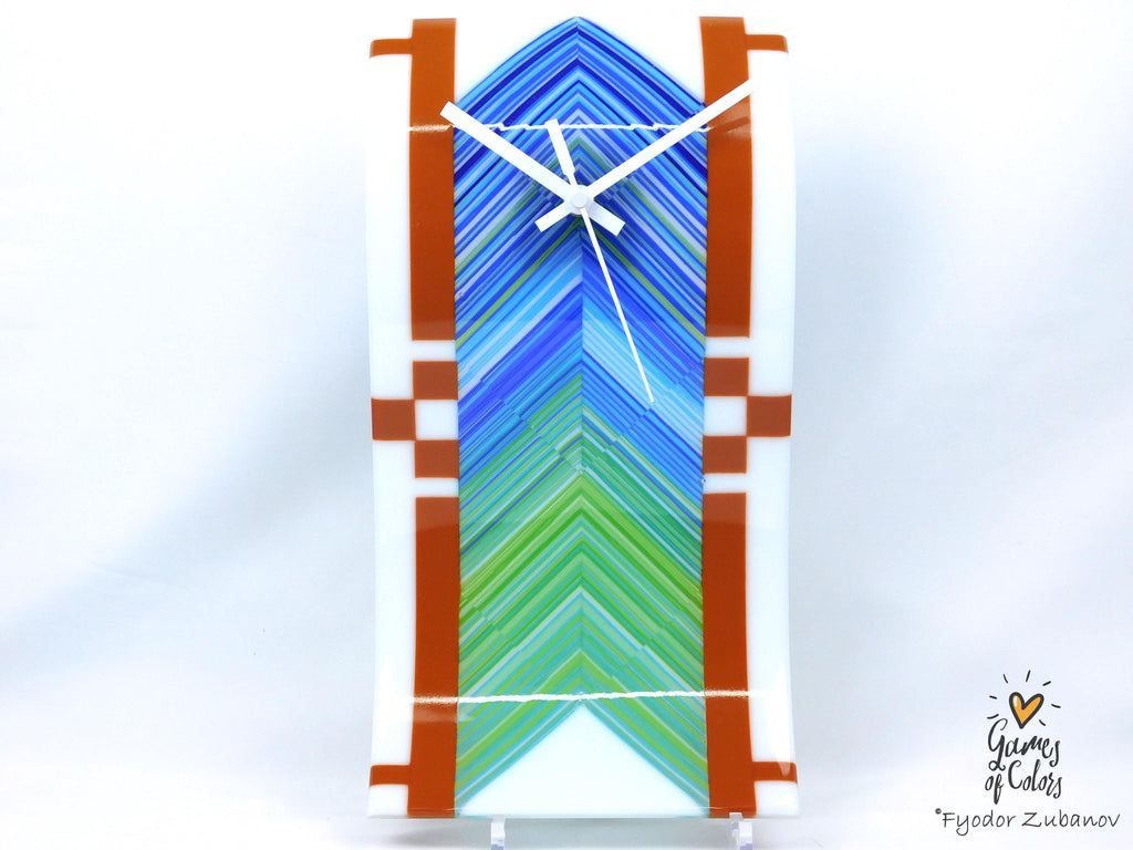 Mediterranean Drift — Fused Glass Wall Clock