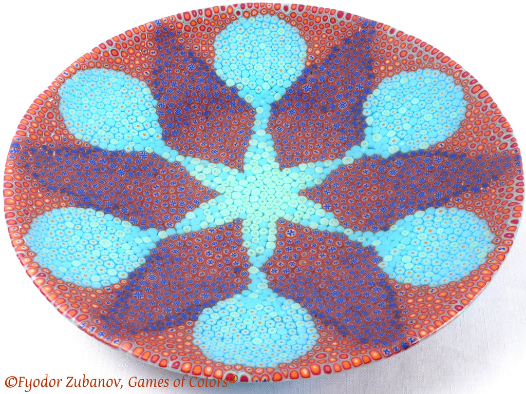 Large Fused Glass Platter: Murrine Flower Centerpiece (16 inch)
