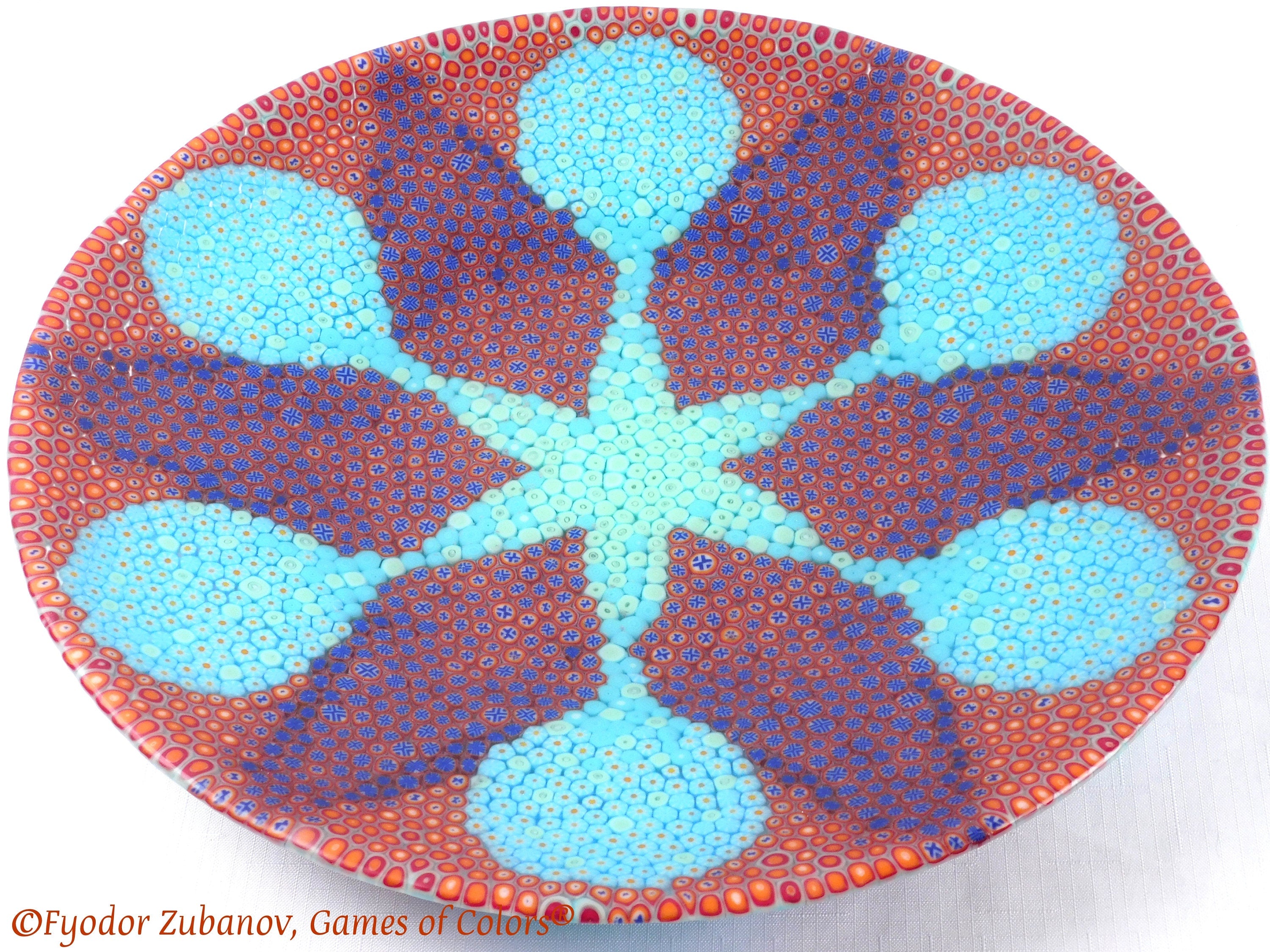 Large Fused Glass Platter: Murrine Flower Centerpiece (16 inch)