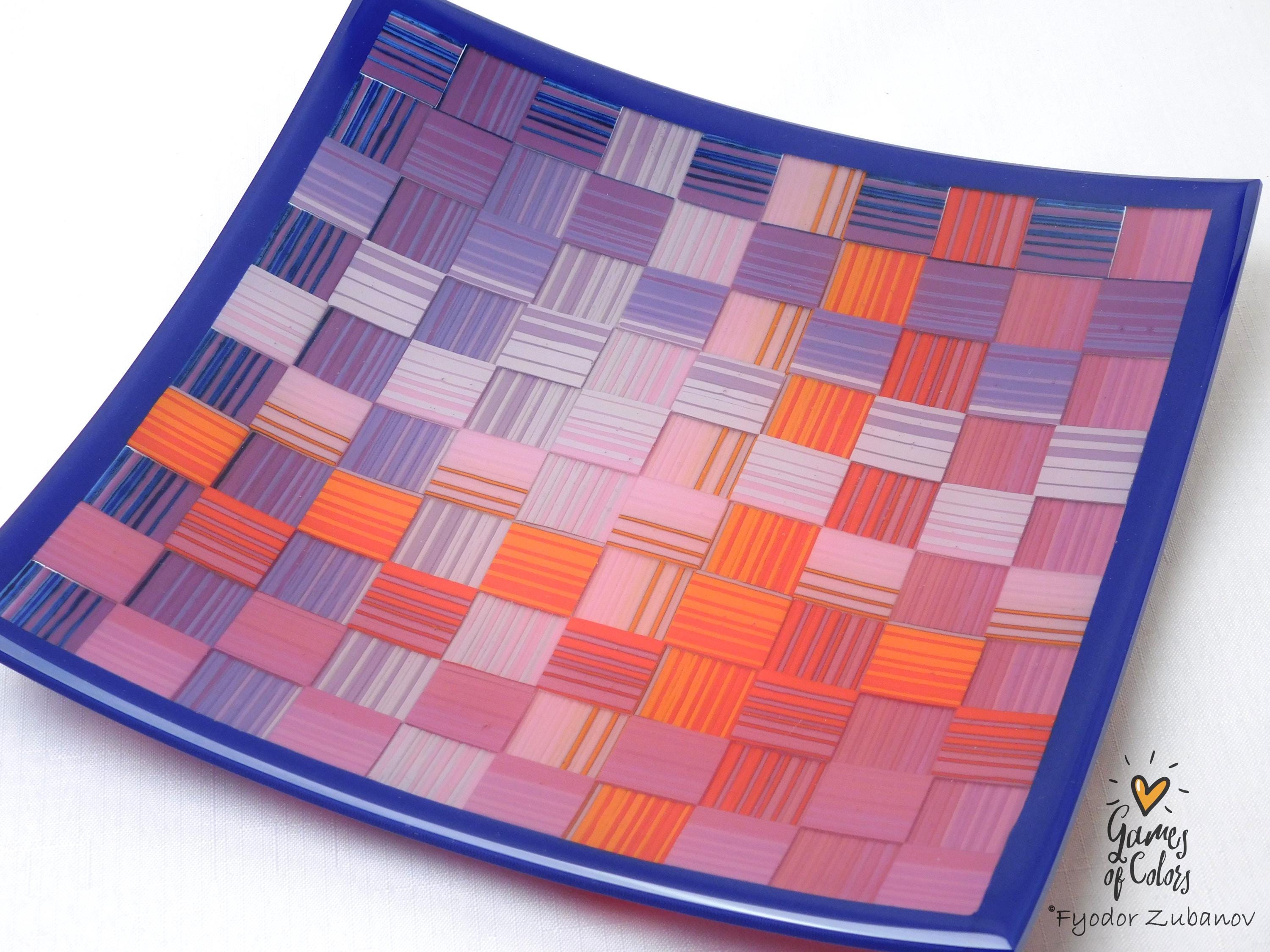 A Decorative Fused Glass Plate "Purple Sunset"; Art Glass; Centerpiece