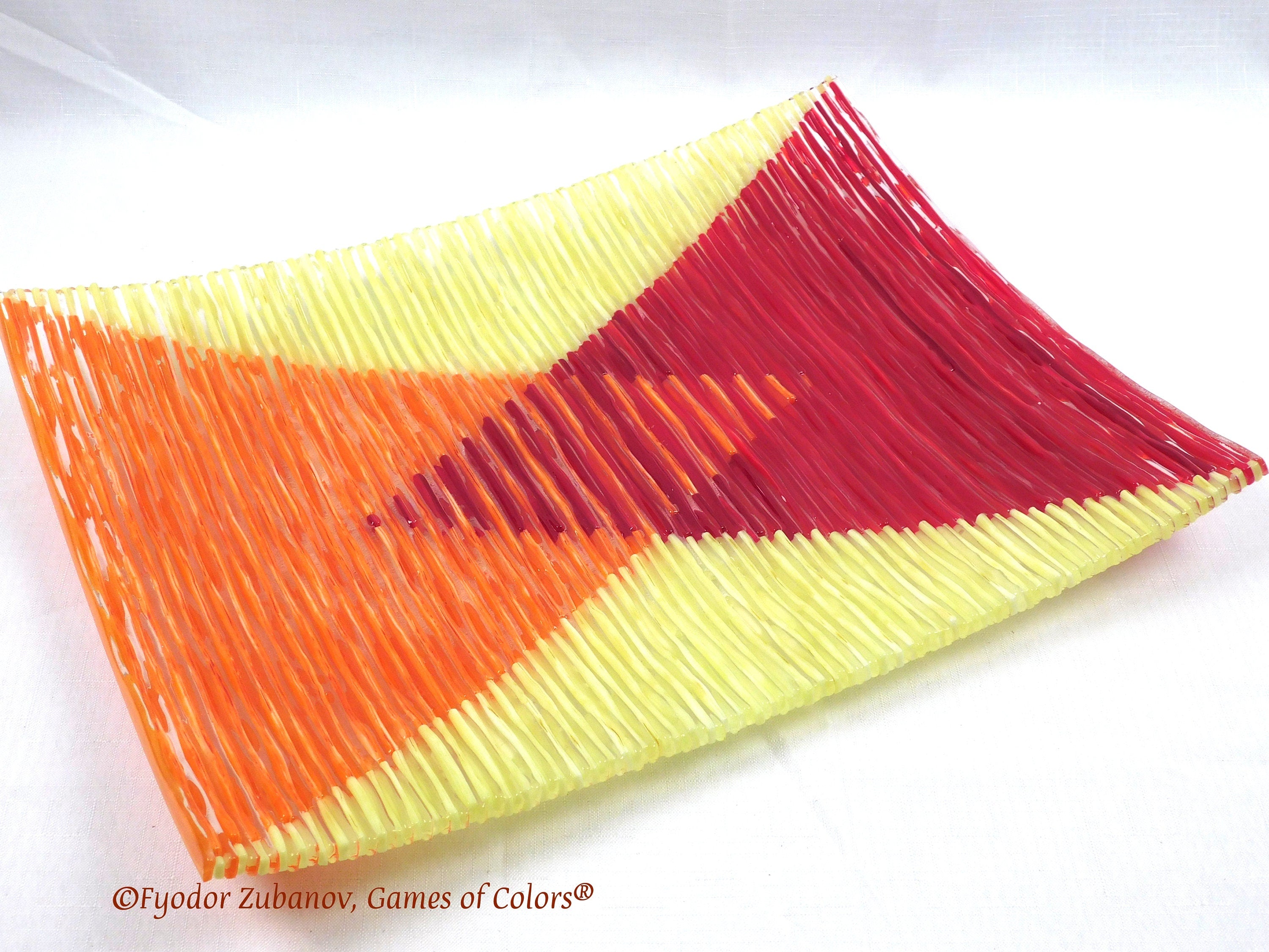 Fused Glass Plate: Textured Twin Peaks Decorative Art