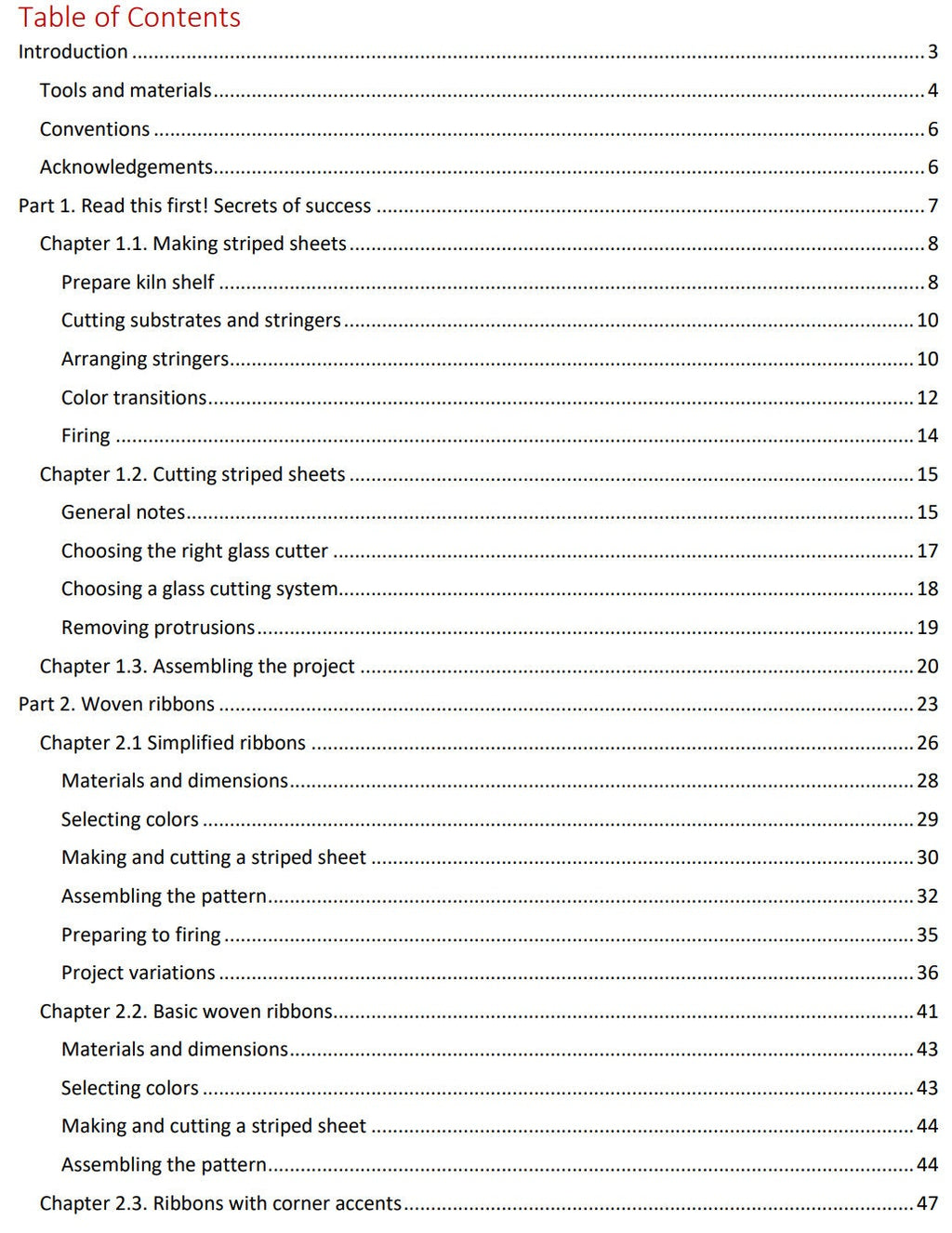 e-book "Weekend projects: Stringers in glass fusing. Ribbons, Part 1."