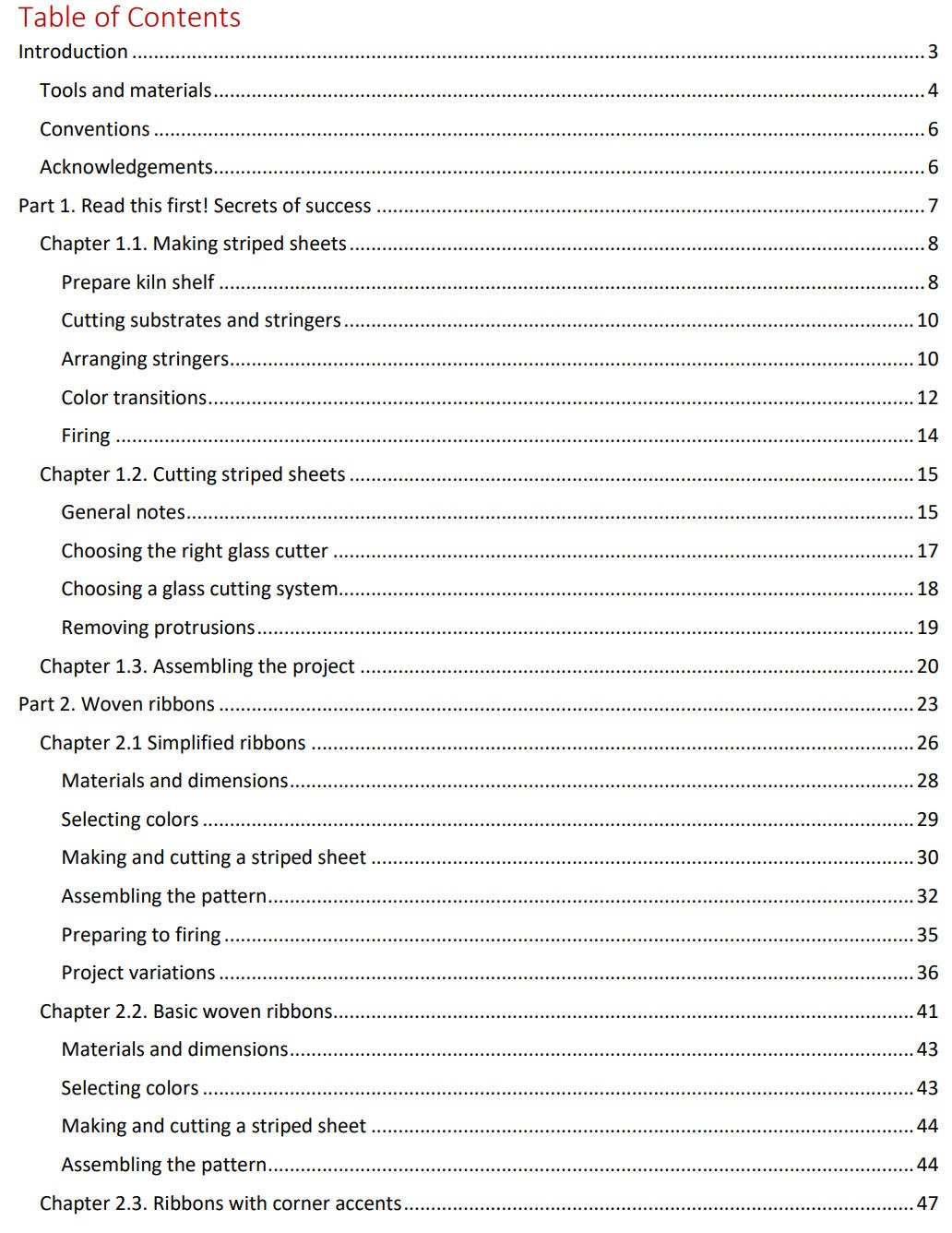 e-book "Weekend projects: Stringers in glass fusing. Ribbons, Part 1."