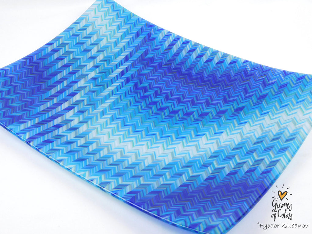 Bluewave Sonata – Fused Glass Ocean‑Inspired Centerpiece Plate