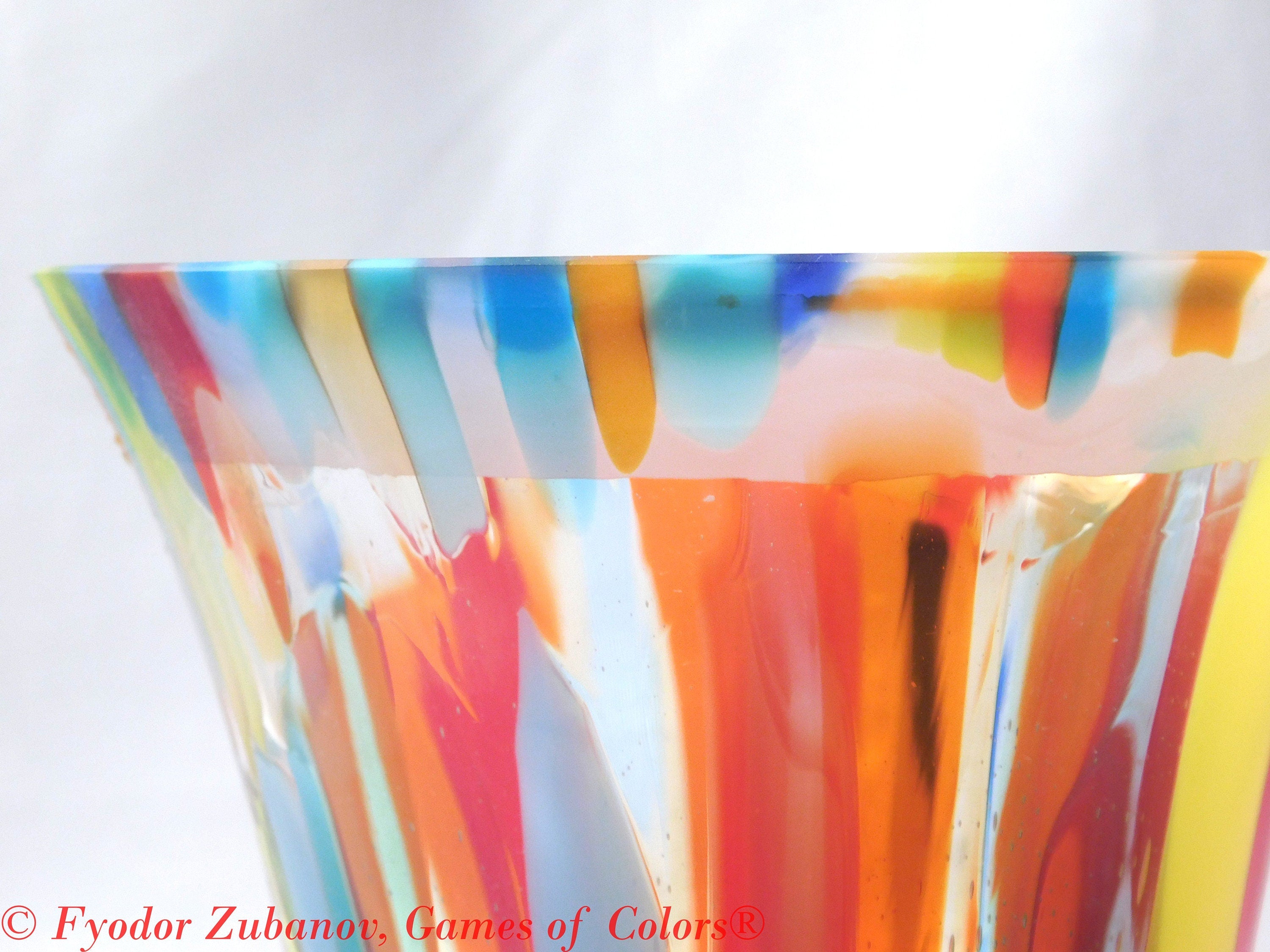 A small fused glass vase "Frosty day"; decorative vessel; original design; art glass