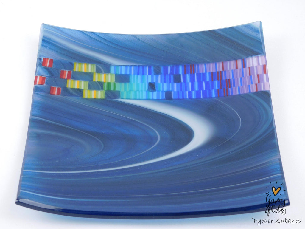 Mosaic Jet plate: Blue-Grape with White Swirls