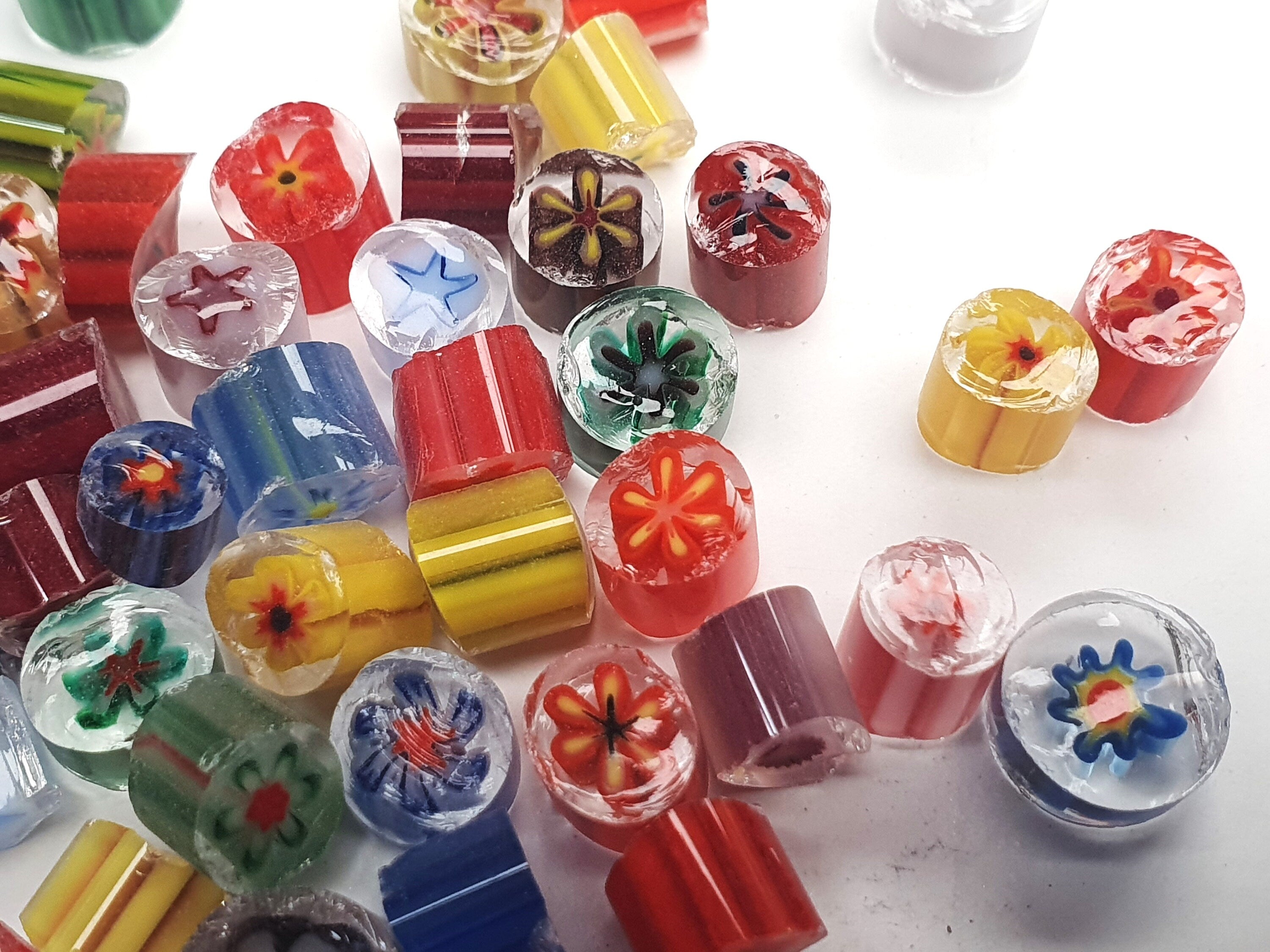 Murrini assortment, COE96; for fusing, lampwork, glass blowing.