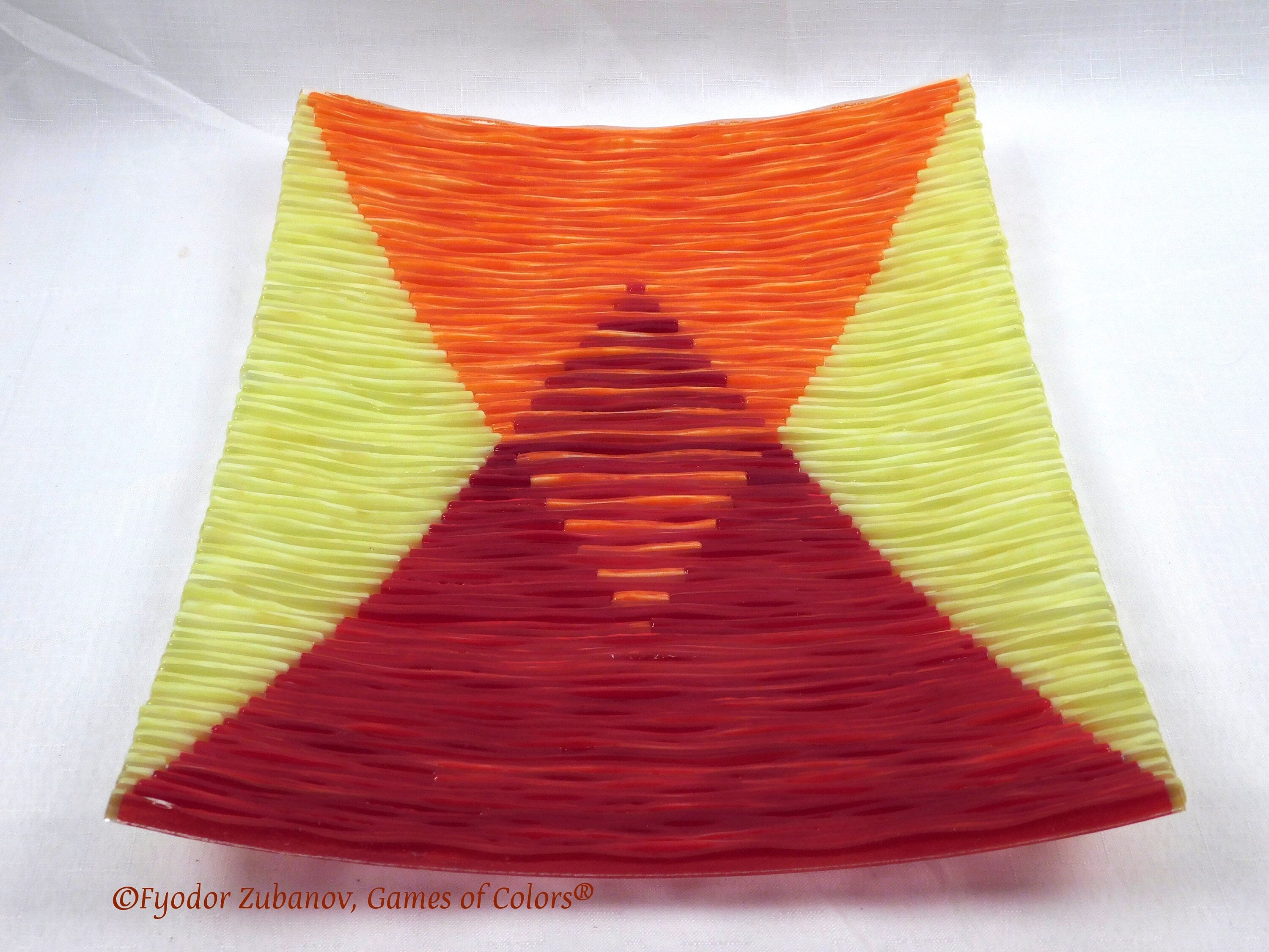 Fused Glass Plate: Textured Twin Peaks Decorative Art