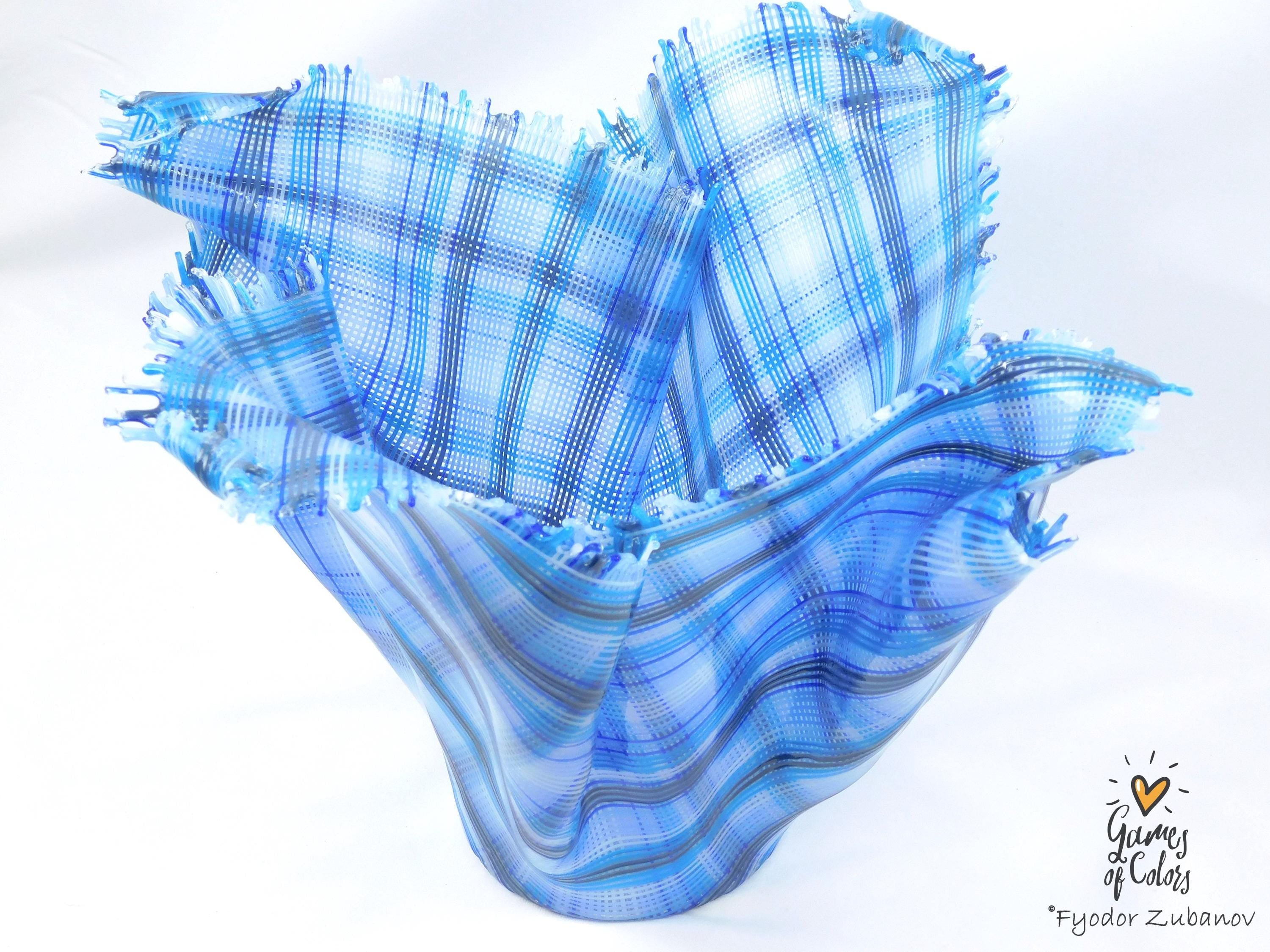 A sculptural glass vase Windy Day: Oxygen; fused glass, art object