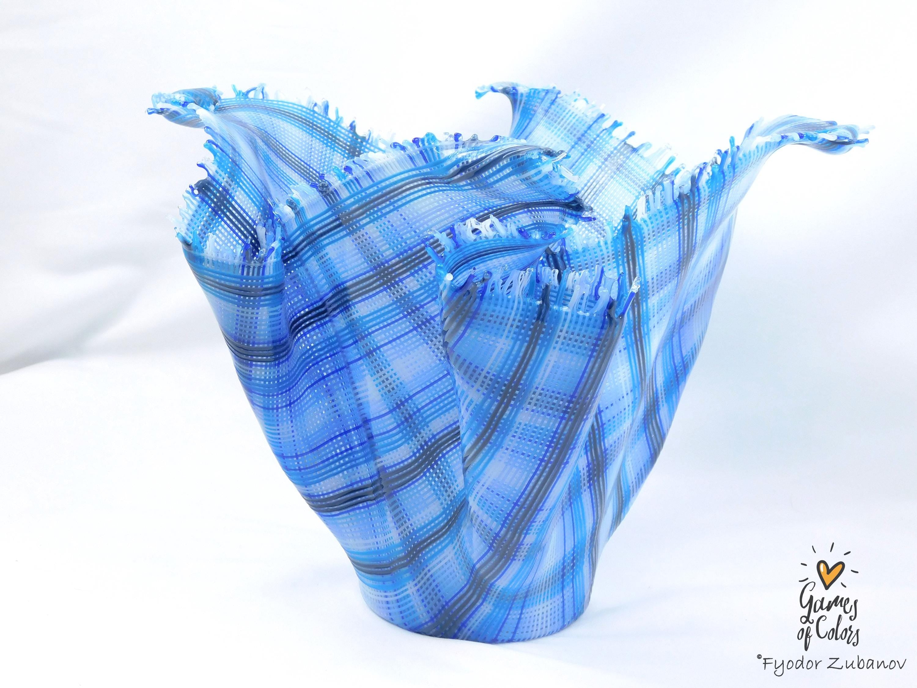 A sculptural glass vase Windy Day: Oxygen; fused glass, art object