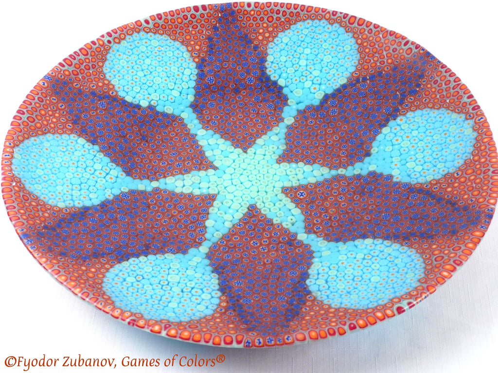 Large Fused Glass Platter: Murrine Flower Centerpiece (16 inch)