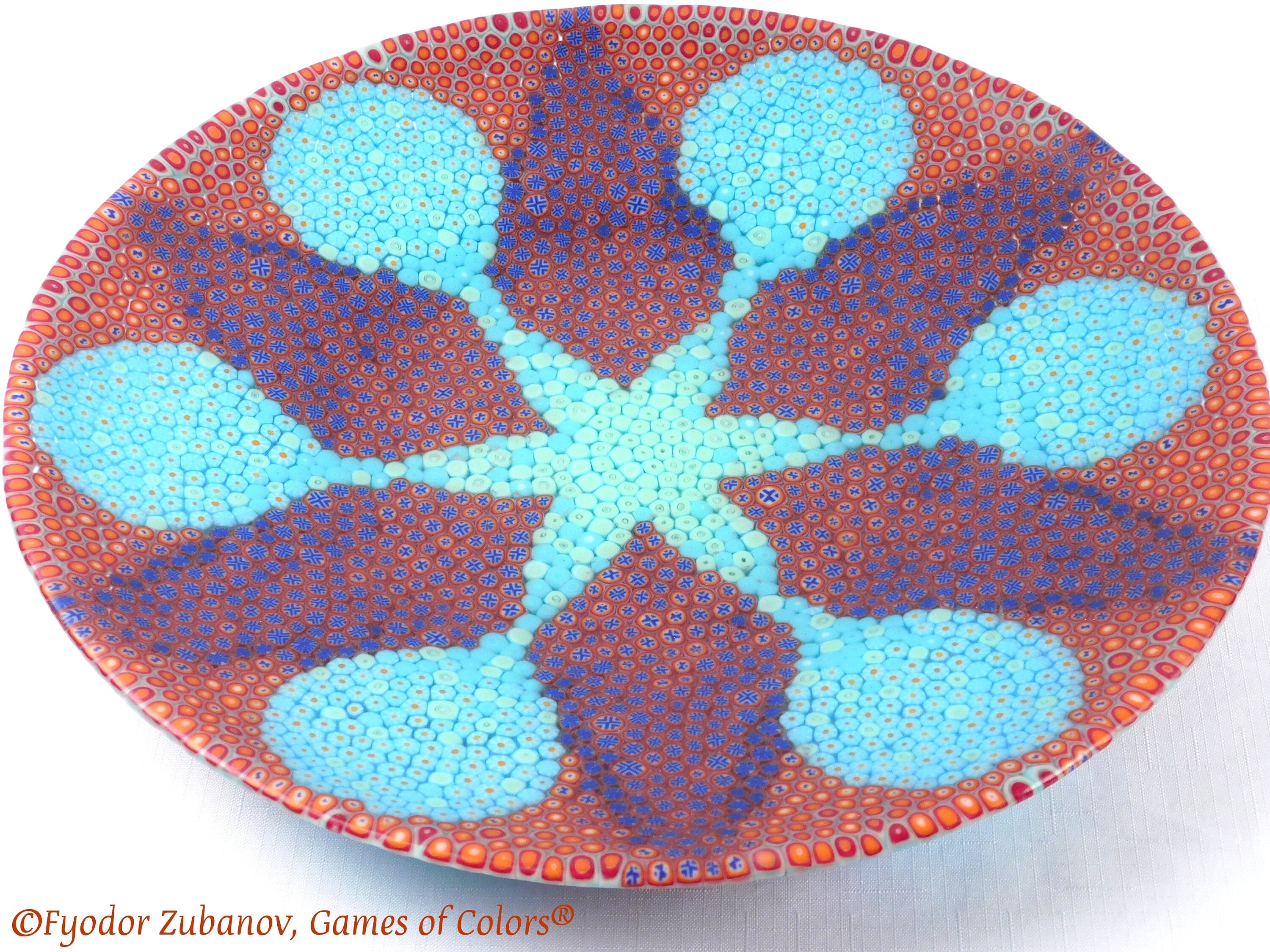 Large Fused Glass Platter: Murrine Flower Centerpiece (16 inch)