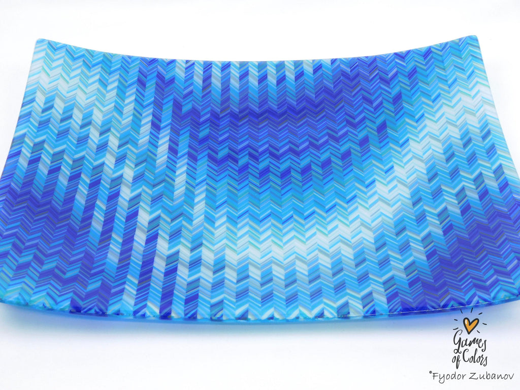 Bluewave Sonata – Fused Glass Ocean‑Inspired Centerpiece Plate