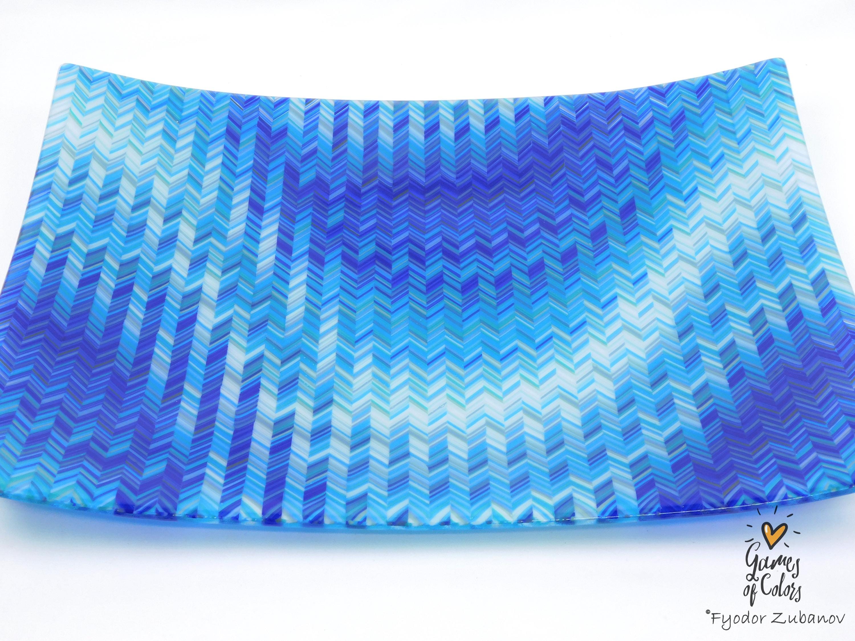 Bluewave Sonata – Fused Glass Ocean‑Inspired Centerpiece Plate