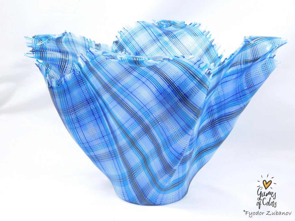 A sculptural glass vase Windy Day: Oxygen; fused glass, art object