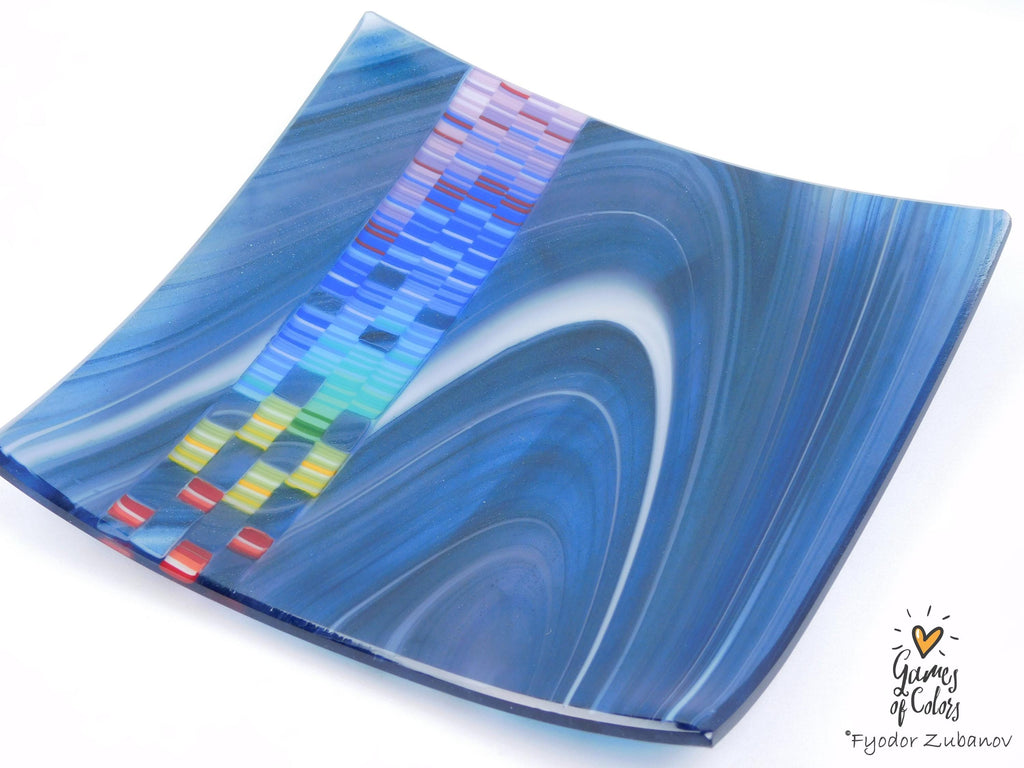 Mosaic Jet plate: Blue-Grape with White Swirls