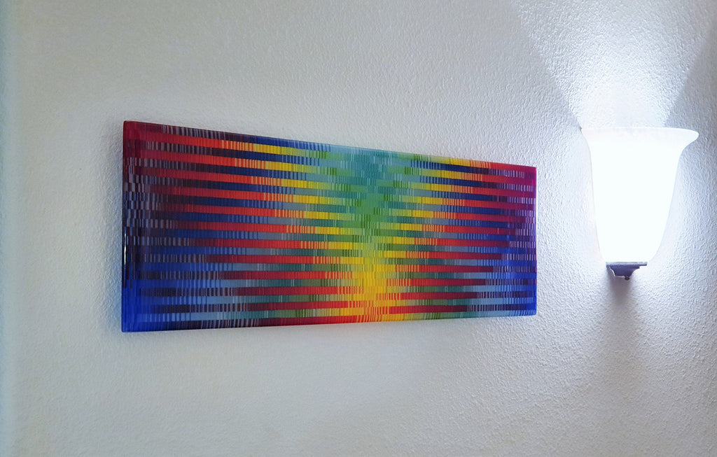 Rainbow Wings Fused Glass Wall Art Panel: Colorful Room Accent