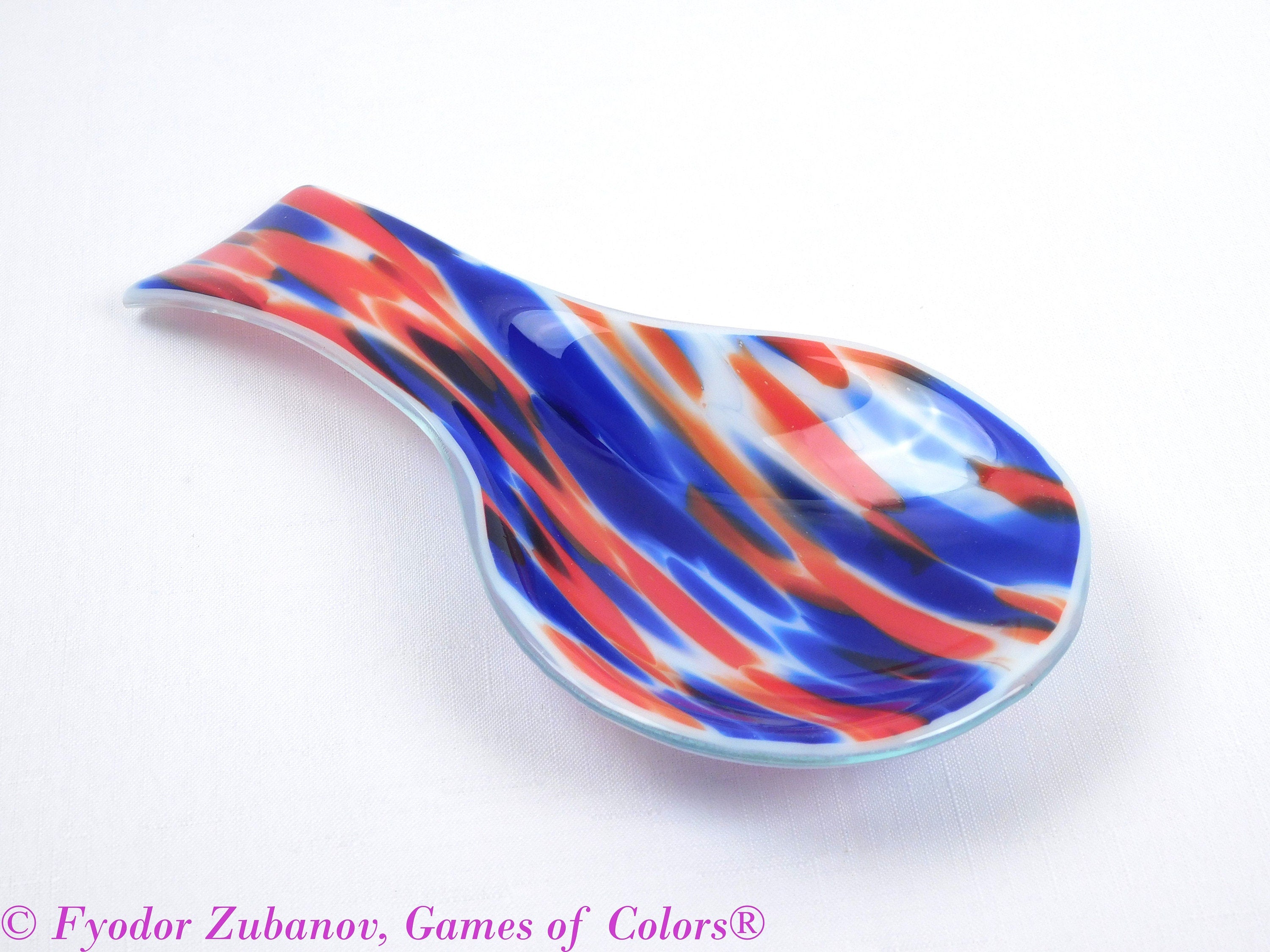 A fused glass decorative spoon rest "Jubilee"