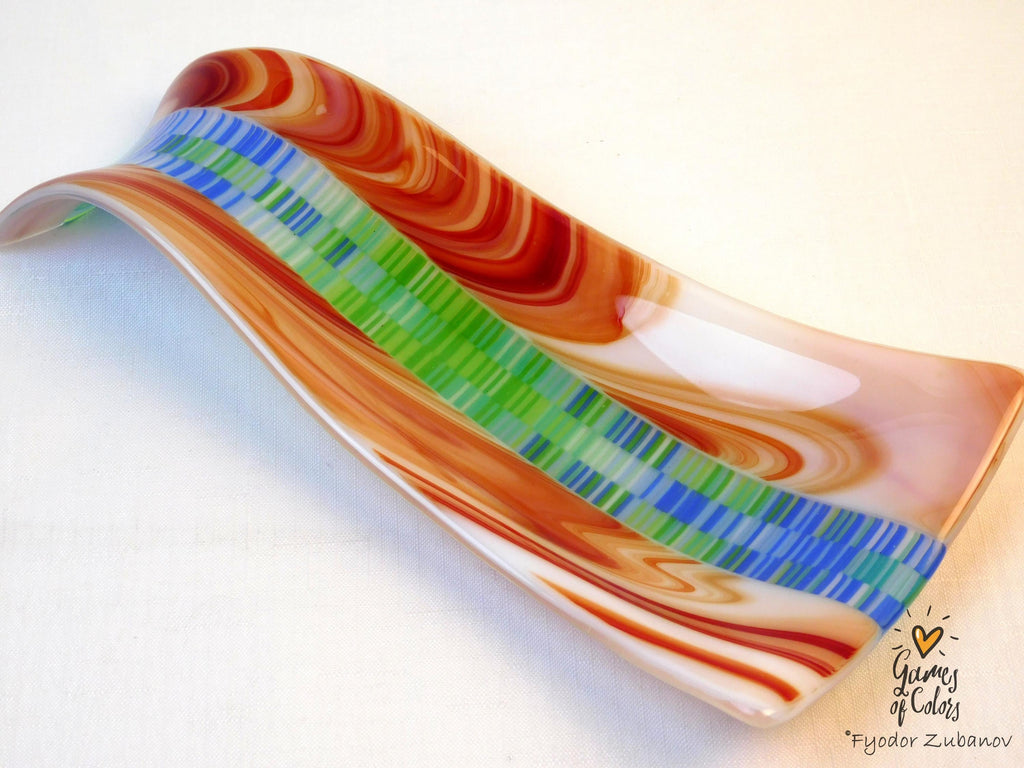 Hand-Crafted Fused Glass Spoon Rest Texas; Kitchen Accent; utensil holder