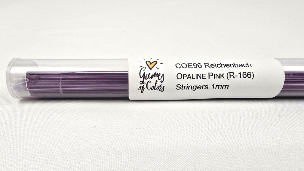 COE96 straight glass stringers, 1mm, Opaline Pink Opal, R-166