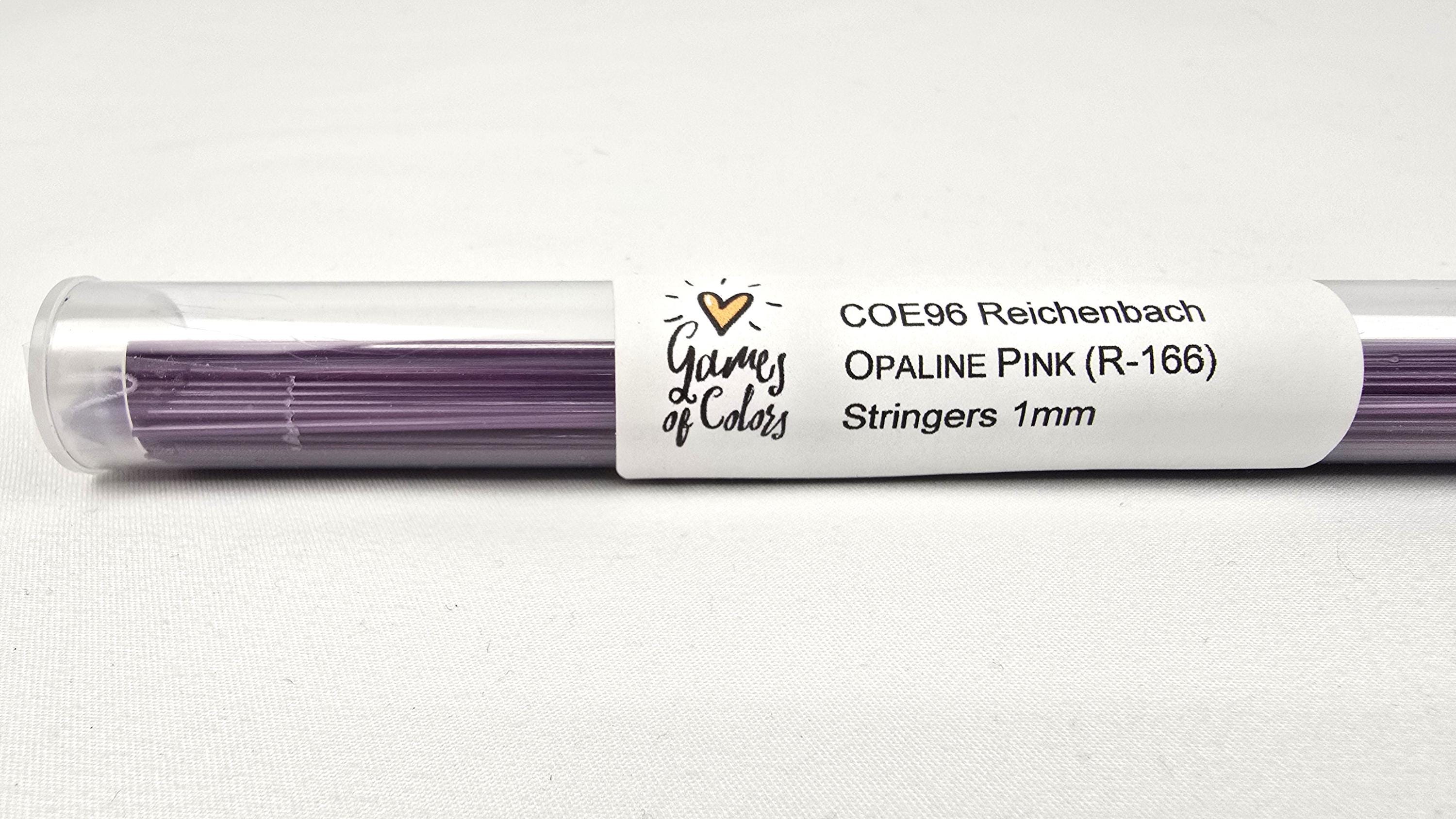 COE96 straight glass stringers, 1mm, Opaline Pink Opal, R-166