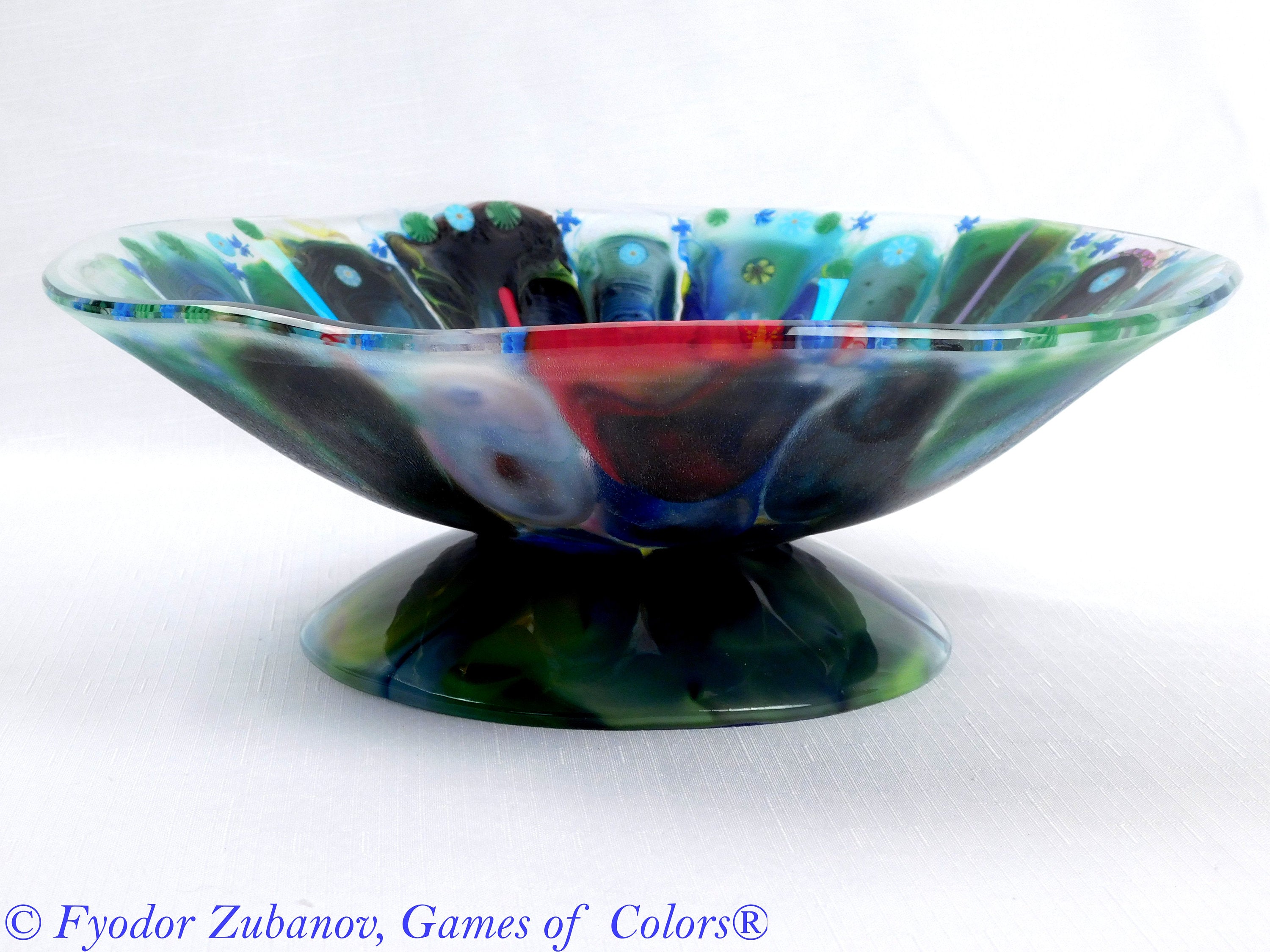 A decorative glass bowl "Fairy Forest"; fused glass; abstract design