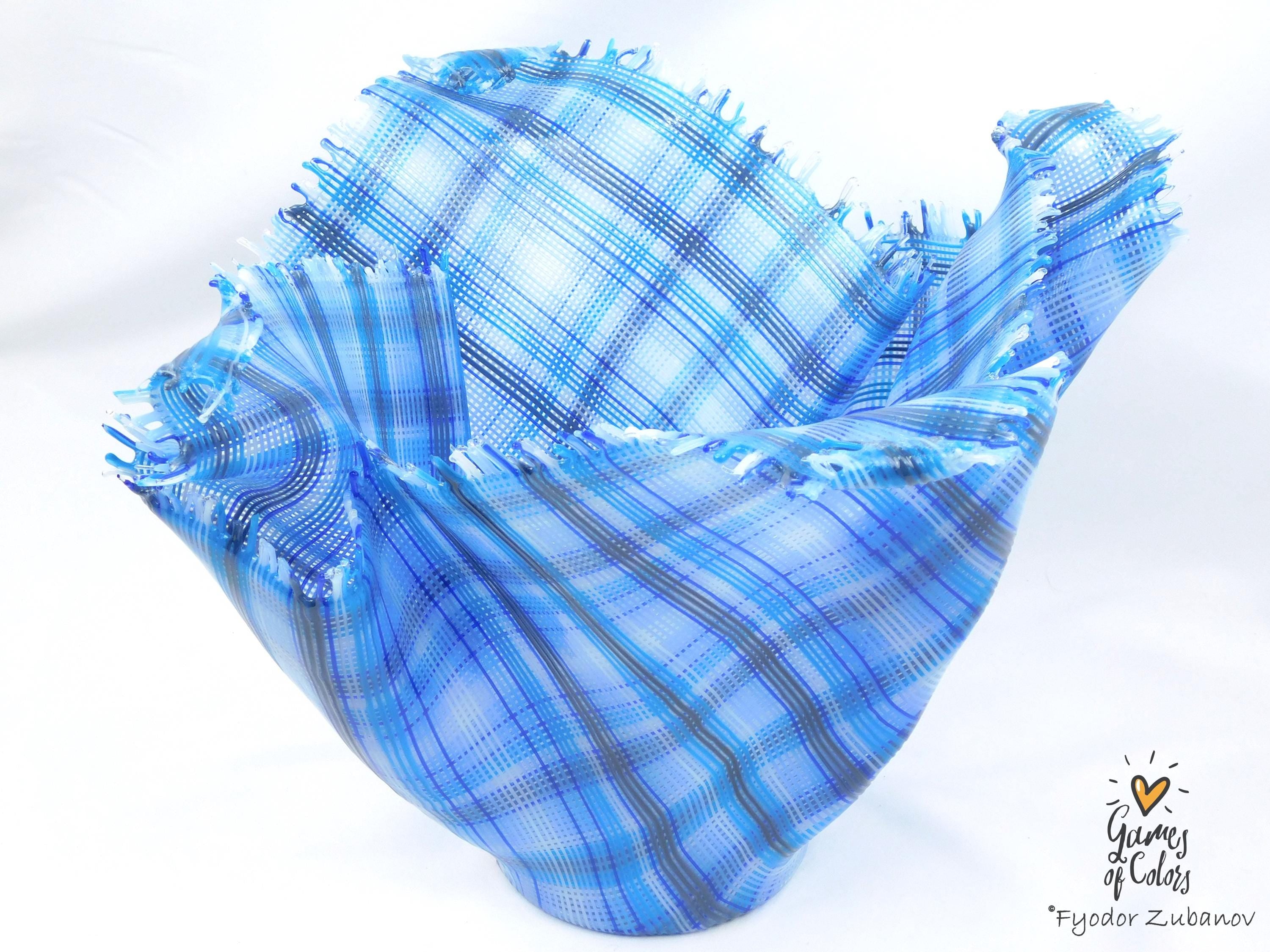 A sculptural glass vase Windy Day: Oxygen; fused glass, art object