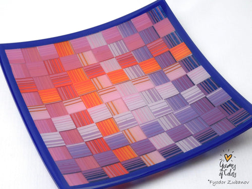A Decorative Fused Glass Plate "Purple Sunset"; Art Glass; Centerpiece