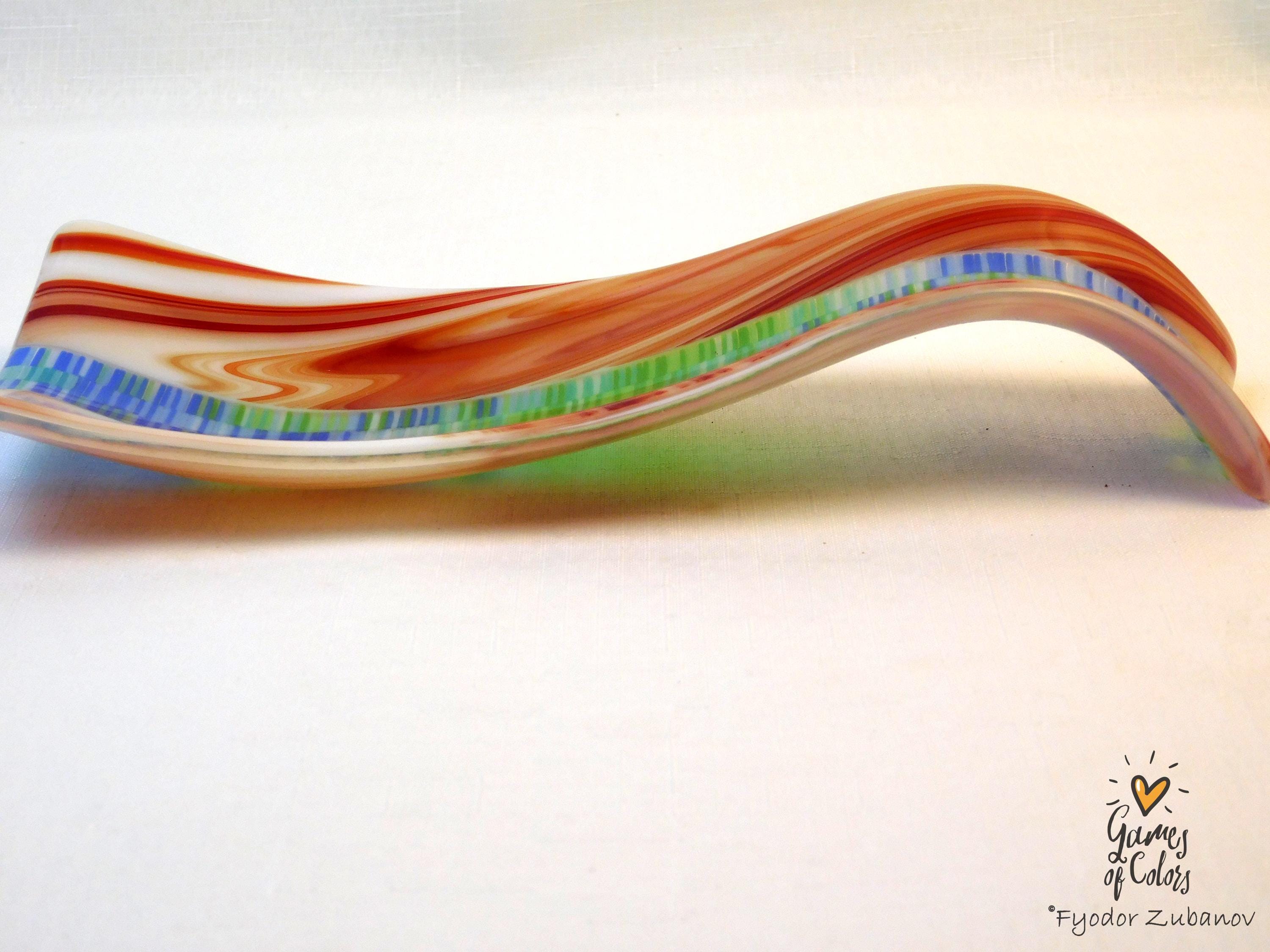 Hand-Crafted Fused Glass Spoon Rest Texas; Kitchen Accent; utensil holder