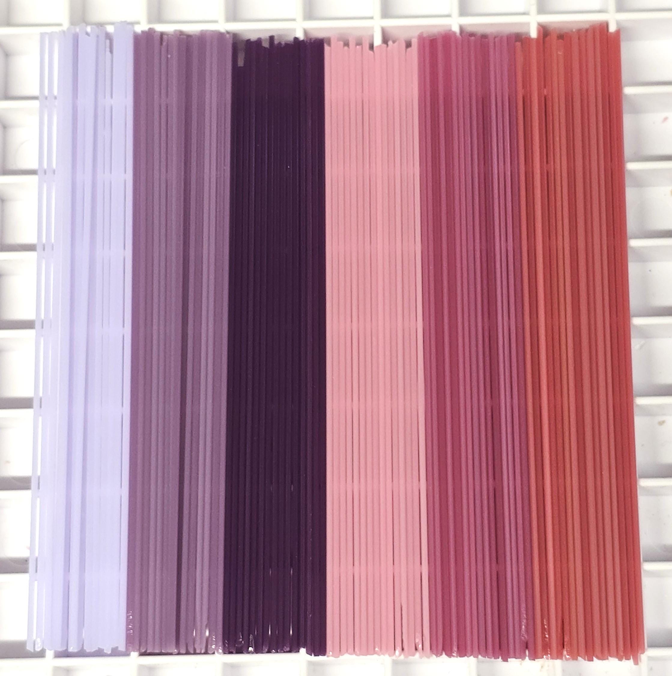COE96 1mm glass stringers sampler - Pinks and violets