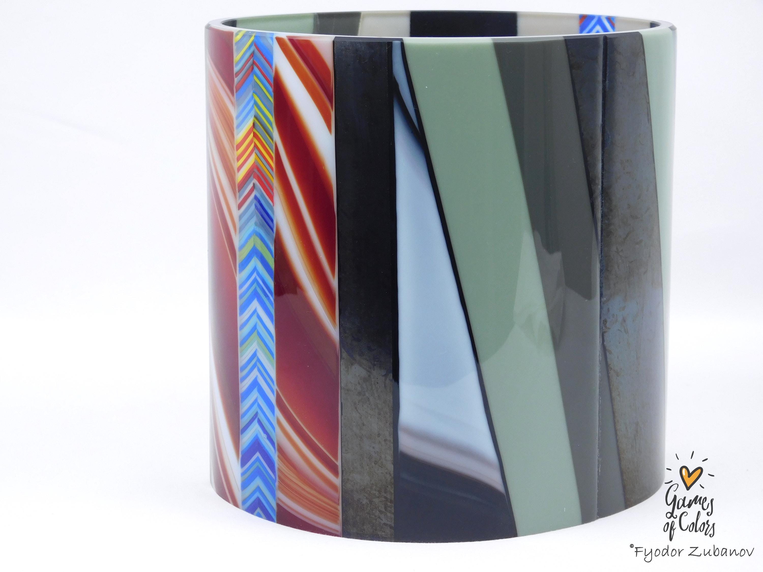 Color Sentinel – Fused Glass Kitchen Crock / Art Vessel