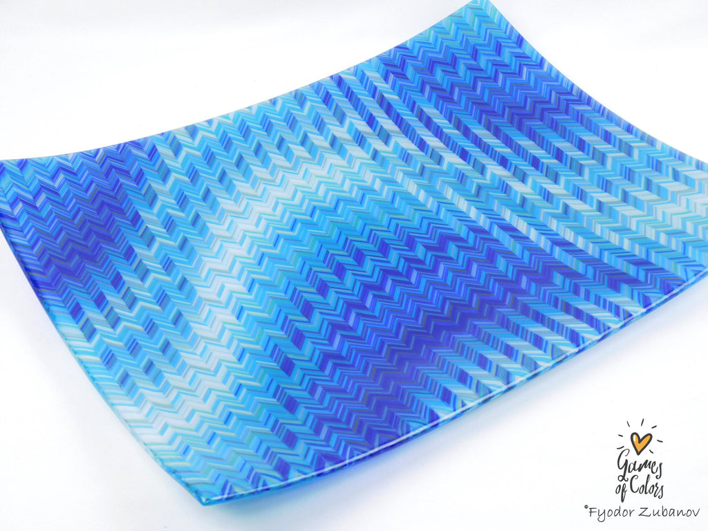 Bluewave Sonata – Fused Glass Ocean‑Inspired Centerpiece Plate