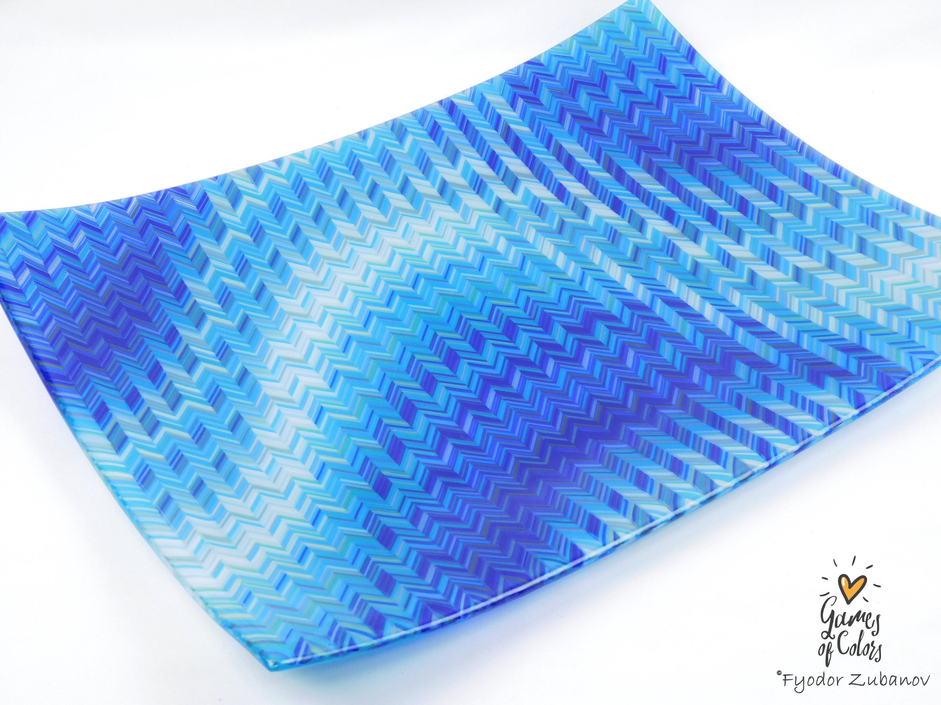 Bluewave Sonata – Fused Glass Ocean‑Inspired Centerpiece Plate