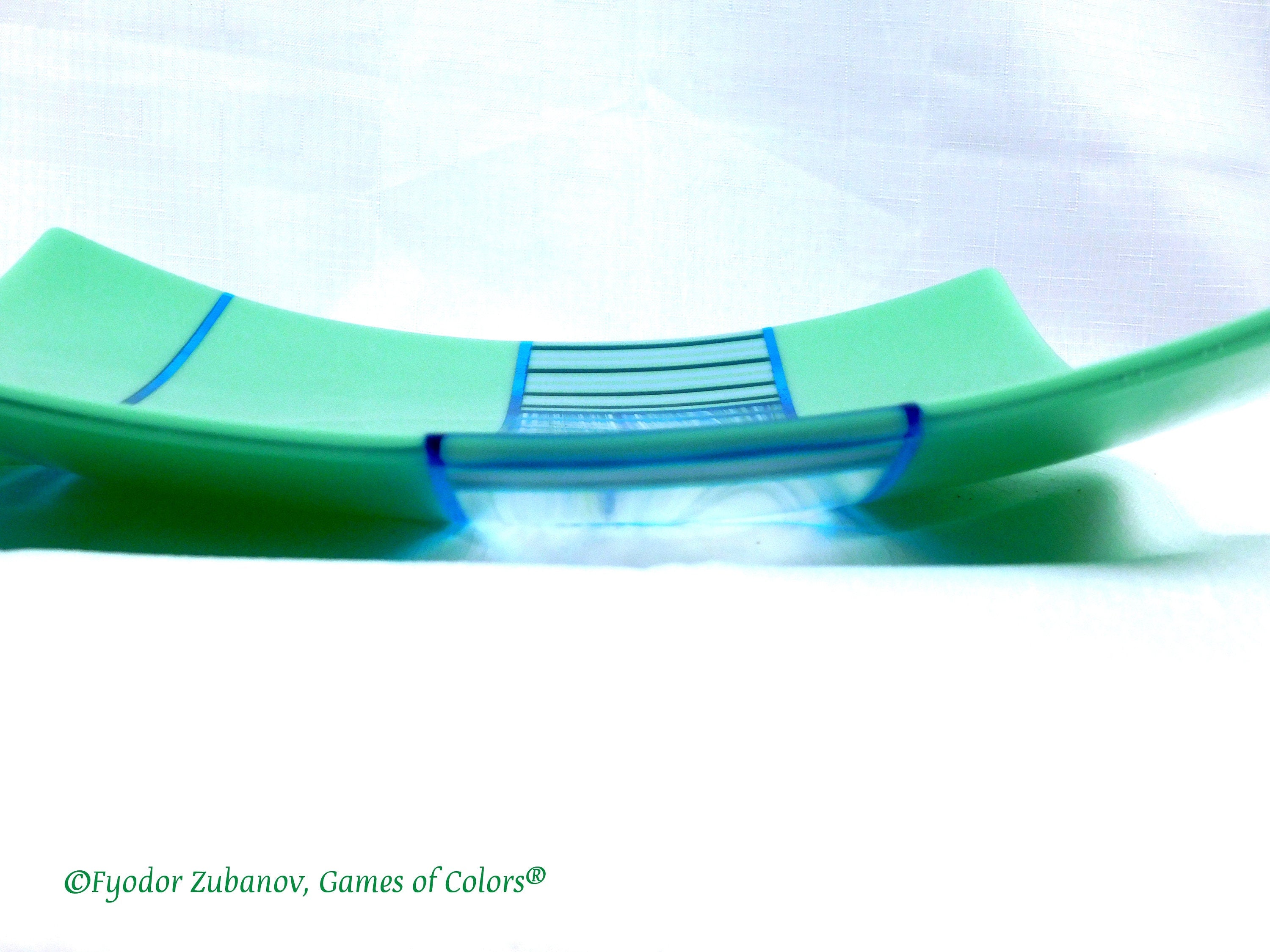 Fused Glass Square Plate: Spring Green Striped Centerpiece