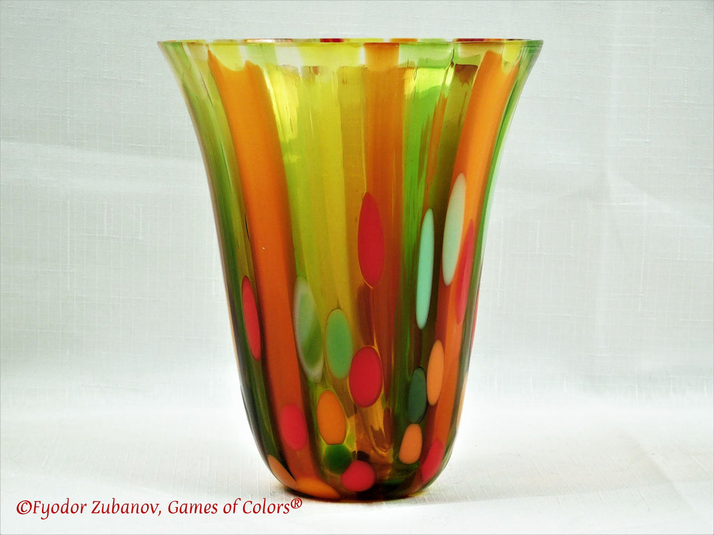A small fused glass vase "Fall bouquet"; decorative vessel; original design; art glass