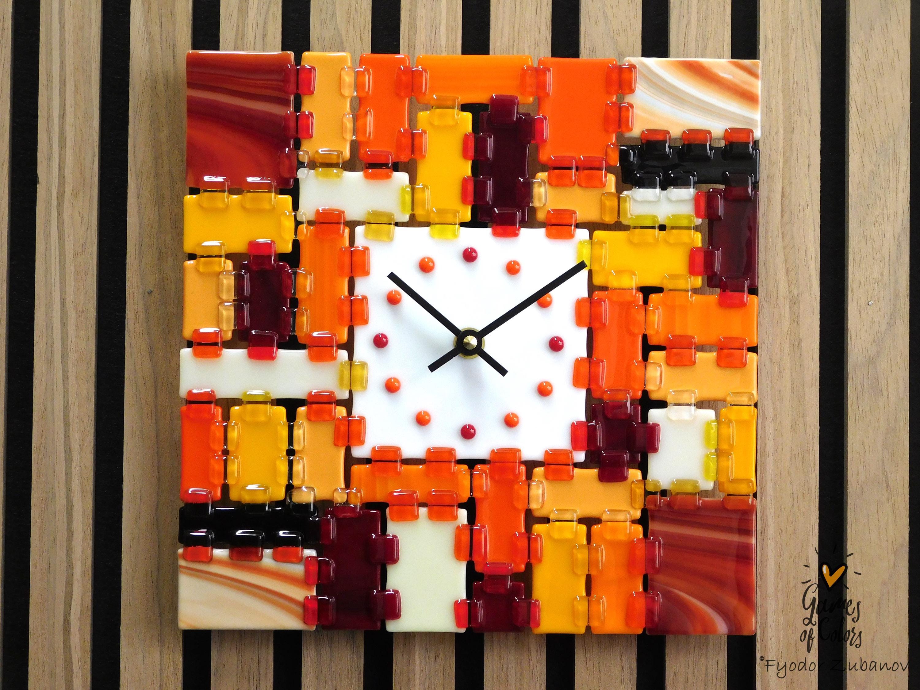 Wall Clock Rectangular Fantasy - September morning; art glass; wall accent; decorative clock