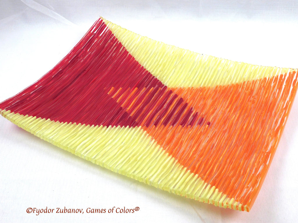 Fused Glass Plate: Textured Twin Peaks Decorative Art