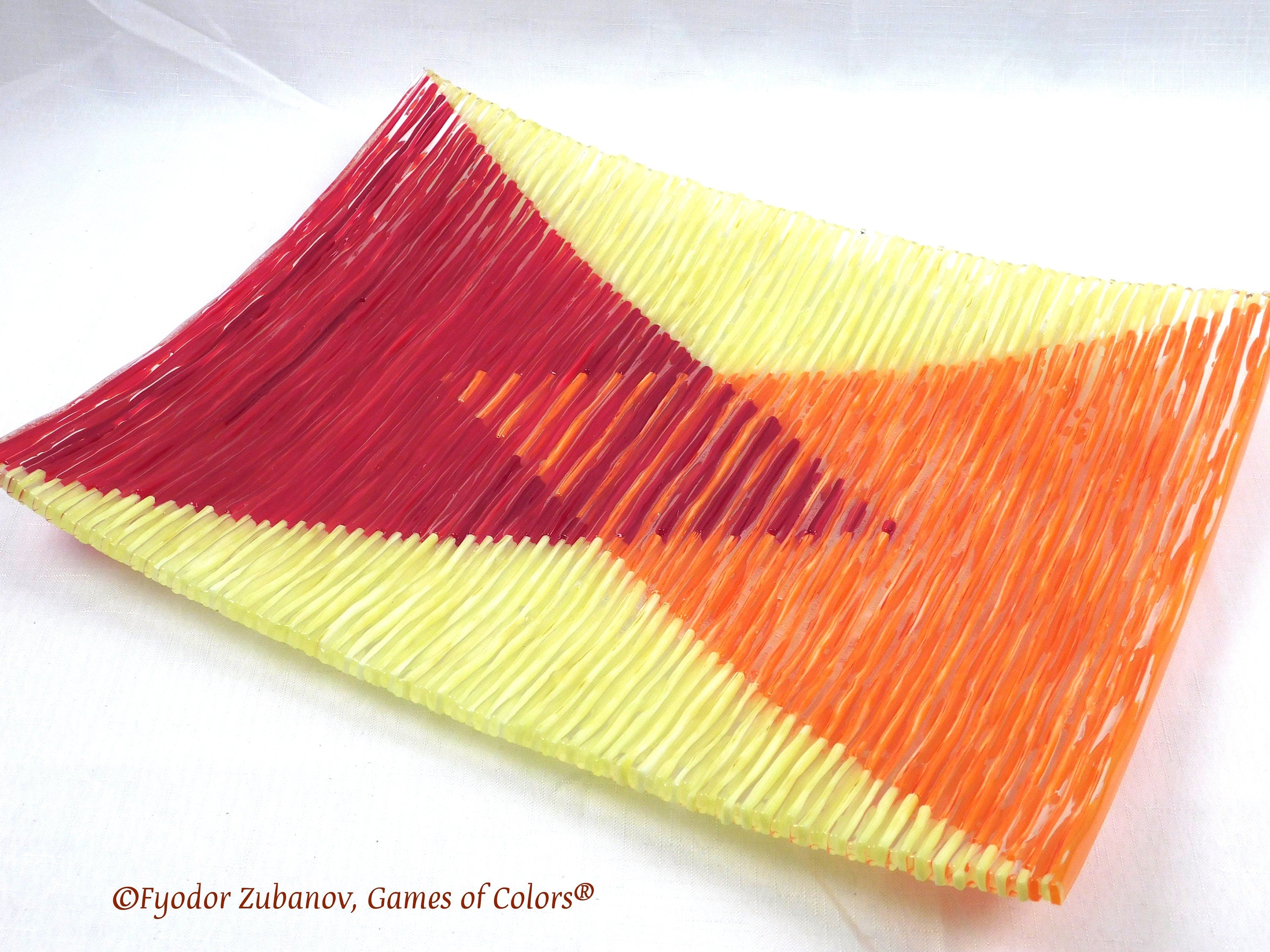 Fused Glass Plate: Textured Twin Peaks Decorative Art