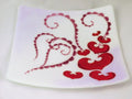Large square fused glass plate Flying Hearts; valentines day gift