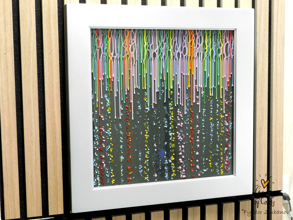 Colorfall — Fused Glass Wall Art on Dark Gray Background