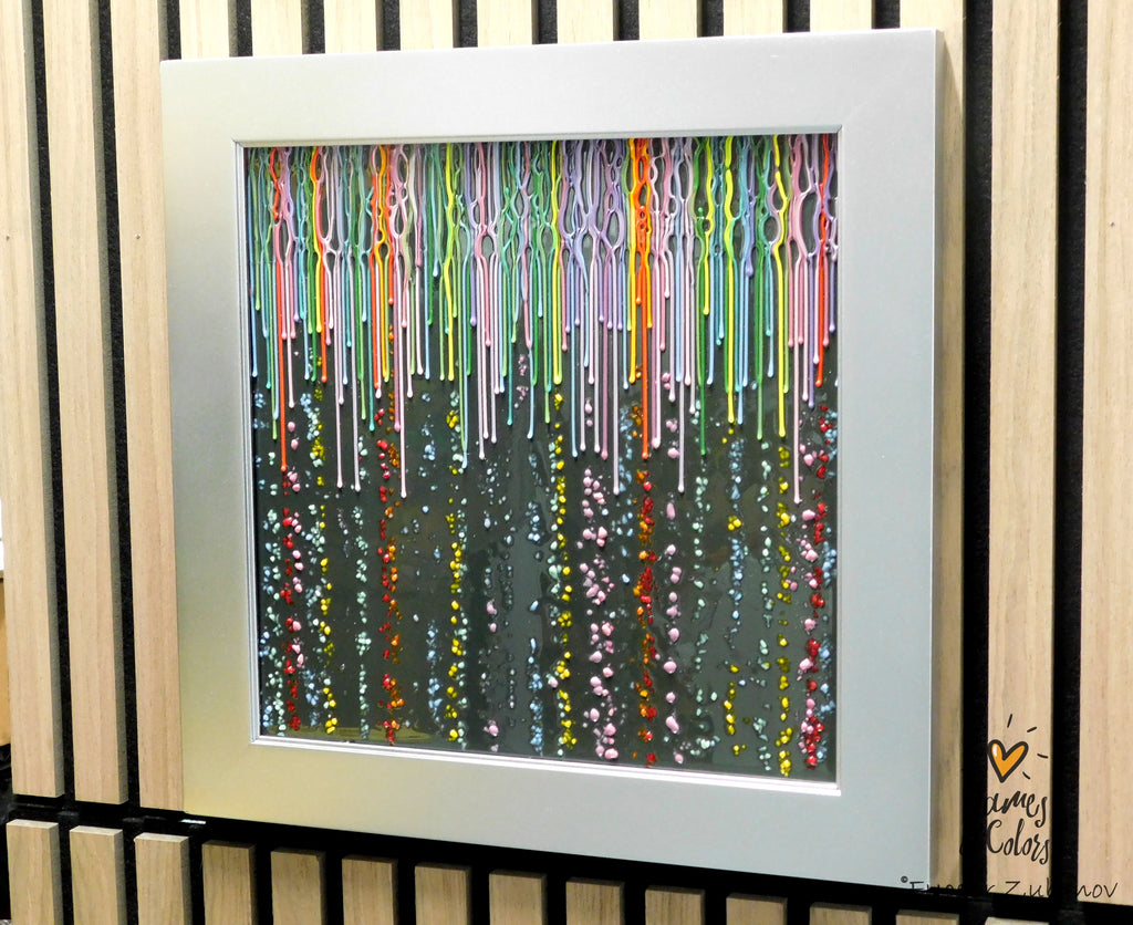 Colorfall — Fused Glass Wall Art on Dark Gray Background
