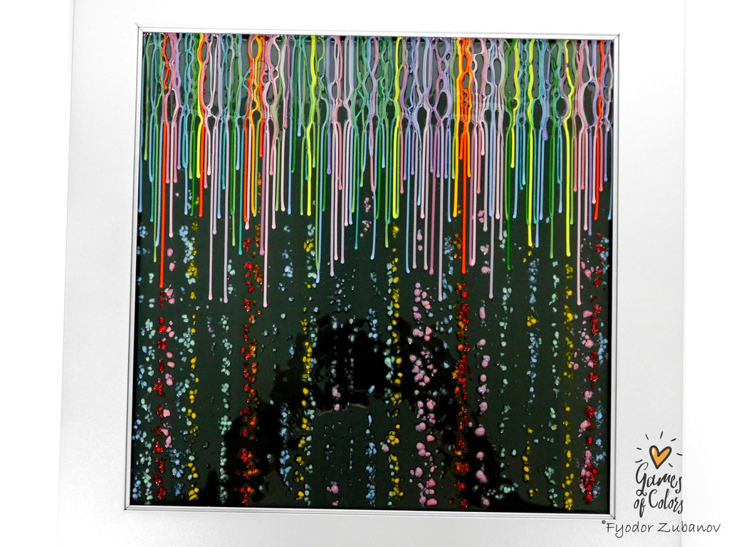 Colorfall — Fused Glass Wall Art on Dark Gray Background