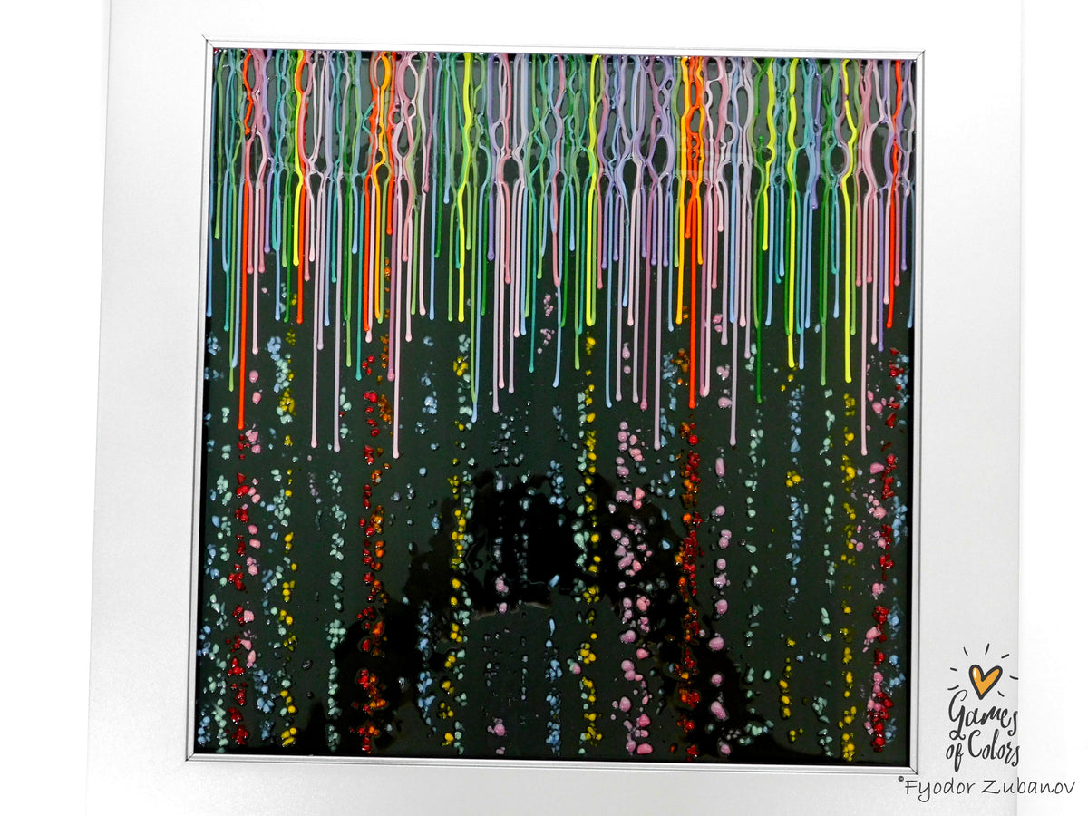 Colorfall — Fused Glass Wall Art on Dark Gray Background