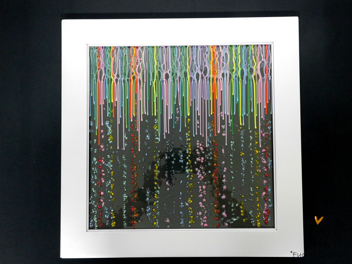 Colorfall — Fused Glass Wall Art on Dark Gray Background